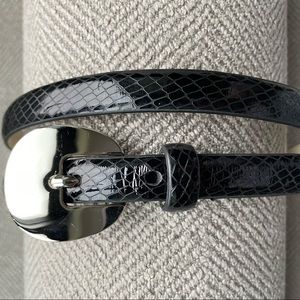 Black snakeskin embossed belt
